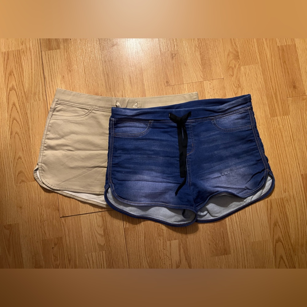 Blue and Tan Casual Shorts Set